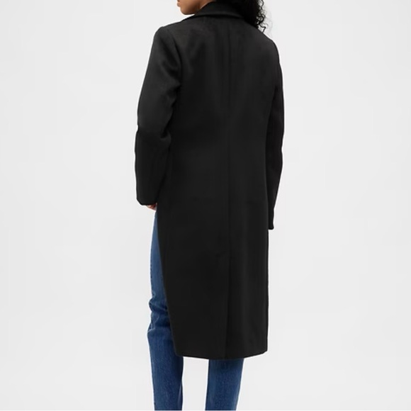 Gap Women Wool-Blend Chesterfield Coat Black Sz L - Picture 3 of 4